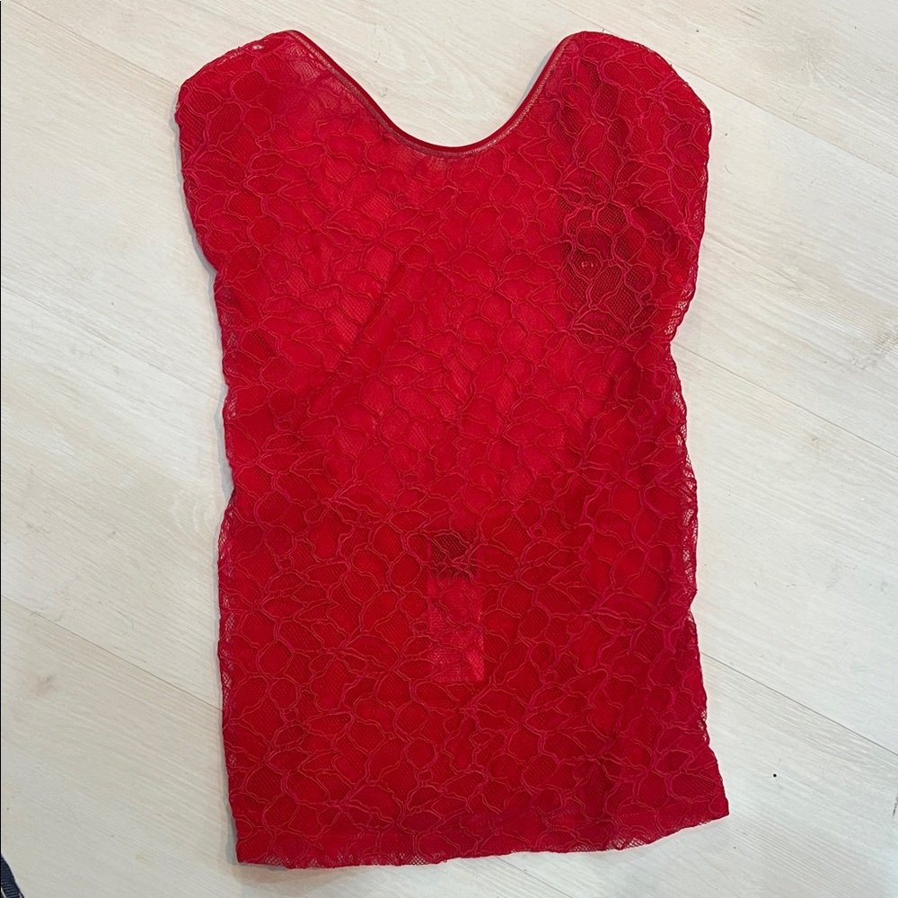 Pinko Red Lace Low Back Top